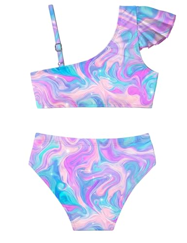 Image of Girls Swimsuit Bikini Set 2 Piece Quick Dry Ruffle Bathing Suit Teens Swimwear with Spaghetti Strap