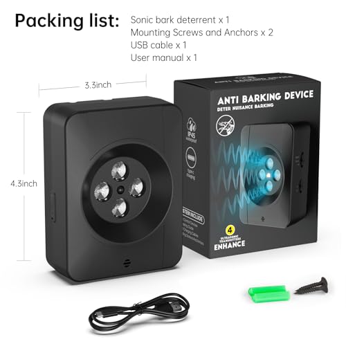 Antibell für Hunde,3 Ebenen Ultraschall Anti Bell Gerät,33Ft Anti-Bell-gerät,Auto-Anti Bell Gerät Hunde,100% Sicher und effektiv Sicher Hundebellen Stoppen,Ultraschall-Anti-Bellgerät Hundebellen