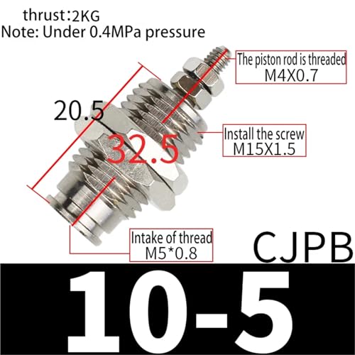 Micro-vérin pneumatique type aiguille CJPB15-10 pour commande de micro-soupapes et automatismes - 3