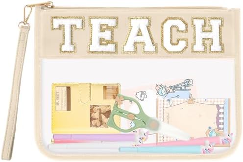 Teacher Appreciation Gifts TEACH Chenille Letter Clear Makeup Bag...