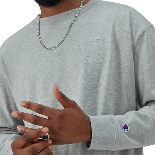 Image of Champion Men's Classic Long Sleeve T-Shirt, Standard Fit, Script & C Logo, Available in Regular and Big & Tall