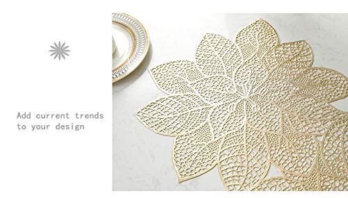 Chemin de table antidérapant argenté lotus en PVC ajouré pour repas de fête