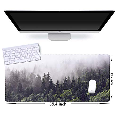 Image of iCasso Extended Gaming Mouse Pad(35.4 x 15.7inch), Large Non-Slip Rubber Base Mousepad with Stitched Edges, Waterproof Keyboard Mouse Mat Desk Pad for Work, Game, Office, Home - Forest
