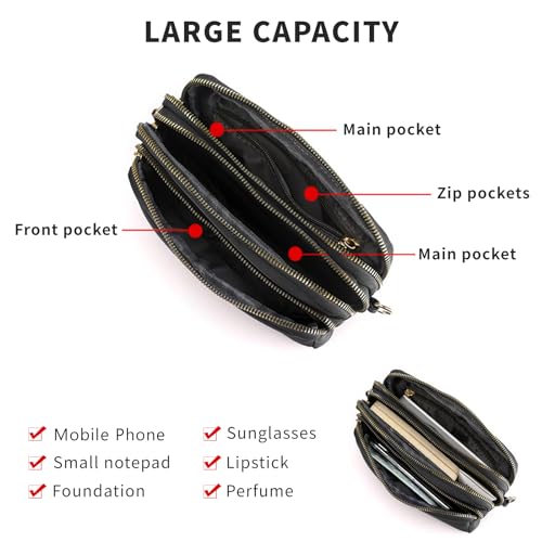 Small Crossbody Bag for Women Lightweight Shoulder Handbag Wallet Purse Ladies Nylon Cell Phone Bags With Zip4