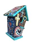 Artsy Day of The Dead Birdhouse, 6x4, Indoor or Outdoor Use, Acrylics on Wood, Sealed with Durable Outdoor Sealant