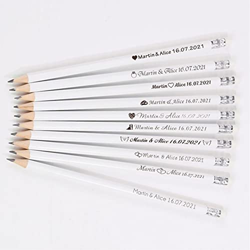Crayons en bois gravés personnalisés avec gomme (Lot de 100)