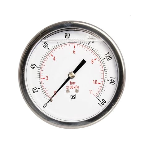 Manomètre de pression d'huile boîtier acier inoxydable durable 1/4 NPT