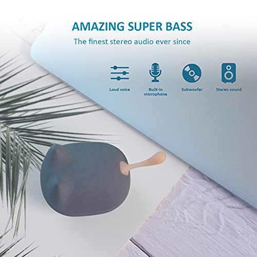Gingo Portable Bluetooth Speaker, Mini Wireless Speakers With Clarity Stereo, Built-In Mic, Super Bass, Powerful Rich Room-Filling Sound, Cute Pet Mini Bluetooth Speaker Subwoofer (1-Gray) #TOP1