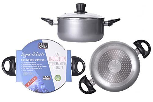 Maitre Chef Aluminium Cuivre Forgé Faitout, 24cm/2.5cm Diamètre Cover