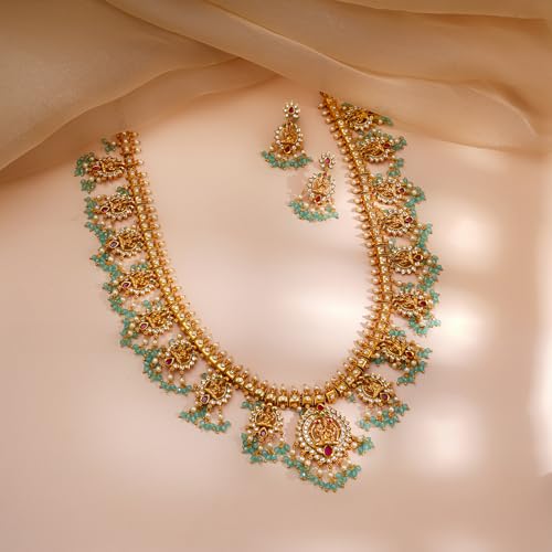 Image of Rubans Long Necklace Set Gold Plated Traditional Stylish Multicolour Jewellery Gift for Women & Girls