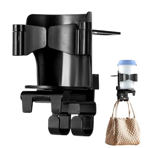 Holdes Soporte para bebidas para el asiento trasero del coche | Gancho para reposacabezas de asiento de coche con soporte plegable para teléfono – Organizador robusto de liberación rápida para viajes