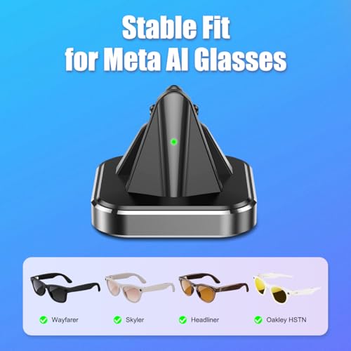 Charging Dock for Ray-Ban Meta Smart Glasses, Portable Charger Stand Compatible with Wayfarer, Headliner, Skyler, HSTN, Travel Charging Station with LED Indicator, Alloy with Weighted Non-Slip Base - image 2