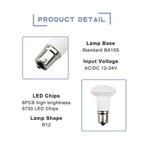 Bonlux 1383/1156 R12 Ba15S Led Elevator Reading Light - Ac/Dc 12V 24V 3W Ba15S Sc Bayonet Base Reflector Elevator Led Bulb Daylight 6000K For Rv Camper Motorhome 5Th Wheel Marine Boat Light (2-Pack) #TOP2