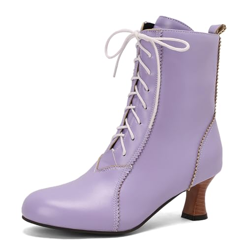 Bottes mi-calf style witch et knight violettes parfaites pour vos soirées à thème