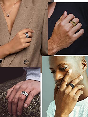 PROSTEEL Vintage Eye Of Horus Rings, Gold Plated/Black Stainless Steel Ankh Ring, Ancient Egyptians Symbol Amulet Protection Jewelry, #7-#14, Come with Box2