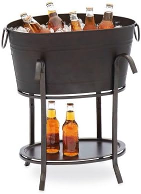 Sunjoy Industries L-BT153PST Party Beverage Tub, Black Steel, 19-1/2 x 14.6 x 26.8-In. - Quantity 6