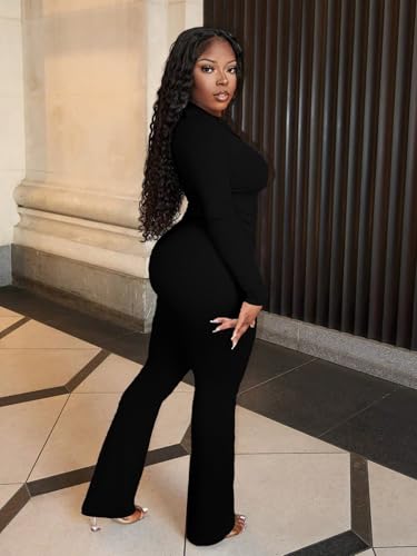 Women's 2 Piece Lounge Sets Crop High Wasit Foldover Flare Leggings Pants Casual Workout Outfits Tracksuit3