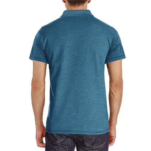 Image of Men's Short Sleeve Polo Shirts Buttons Collared T Shirts with Pocket