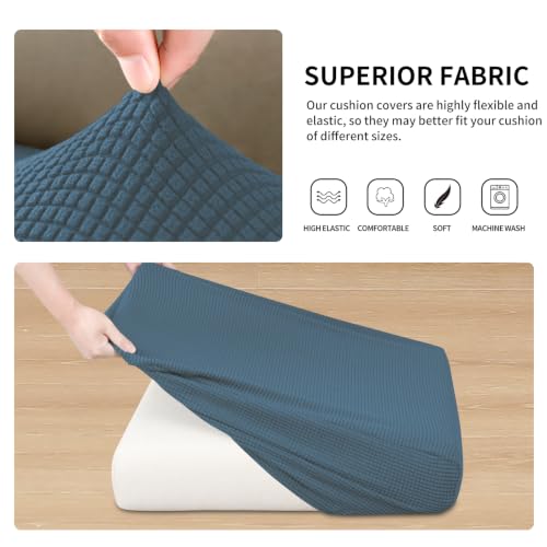 Image of Easy-Going Stretch Individual Oversized Couch Cushion Cover Sofa Seat Furniture Protector Sofa slipcover Soft Flexibility with Elastic Bottom(3 Cushion XL Sofa, Bluestone)