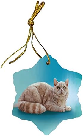 Doggie of the Day Selkirk Rex Cat Christmas Snowflake Ceramic Ornament