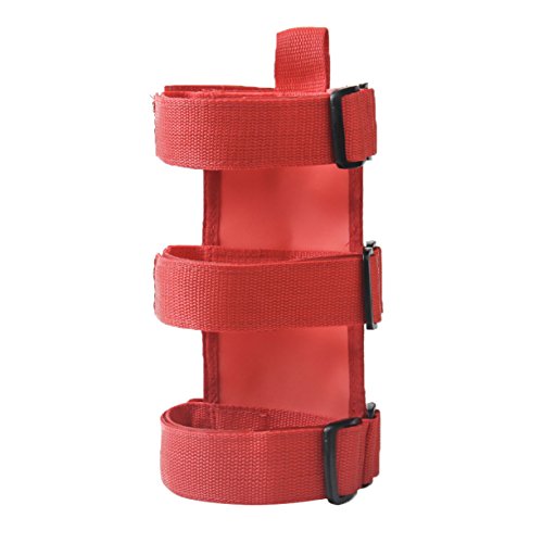 VXAR Fire Extinguisher Holder Adjustable Roll Bar Mounted for Auto Car UTV(ABS Red)