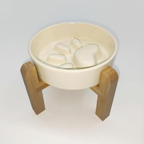 SENKAR スローフィーダー フードボウル 陶器 早食い防止 食器 小型犬 猫 犬 ペット 給餌トレイ 健康管理 スタンド付き