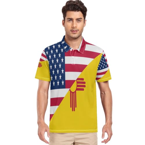 Polo de golf respirant homme motif drapeau américain