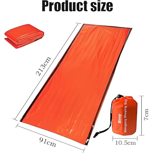 Notfall Schlafsack, Survival Biwaksack Ultraleicht, Erste Hilfe Rettungsdecken Wasserdicht Notfalldecke, Hitzeabweisend Kälteschutz Rettungszelt für Outdoor – Bild 4