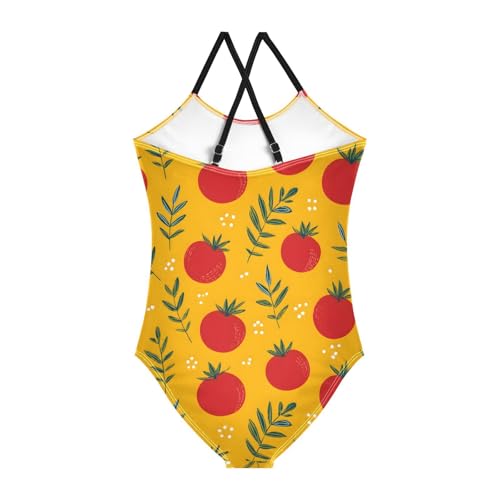 Tomatoes Pattern Girls One Piece Swimsuits Summer Quick Dry Beach Bathing Suit2