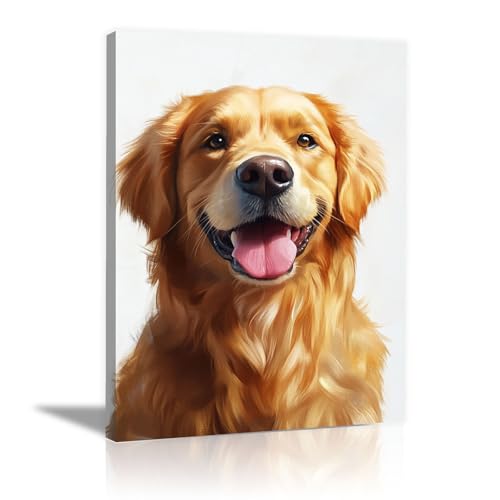 Tableau sur toile Golden Retriever doré 40x60cm encadrée WUFIEA pour salon