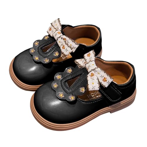 IWIHMIV Girls Mary Jane Shoes Non Slip Comfortable Platform T-Strap Soft Soled Leather Loafers Bows Dress Shoes2