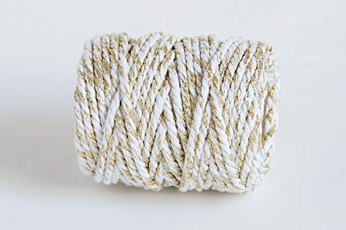 Everlasto White/Gold Sparkle 10M - Chunky Sparkle Beautiful Baker's Cotton Craft Twine (4Mm Approx) ()