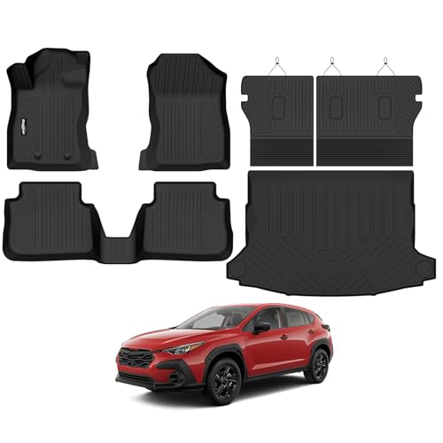 Bingoliner Floor Mats for 2024 2025 2026 Subaru Crosstrek & Impreza Gas Trunk Mat and Backrest Mat All Weather TPE Protector for Subaru Crosstrek Accessories