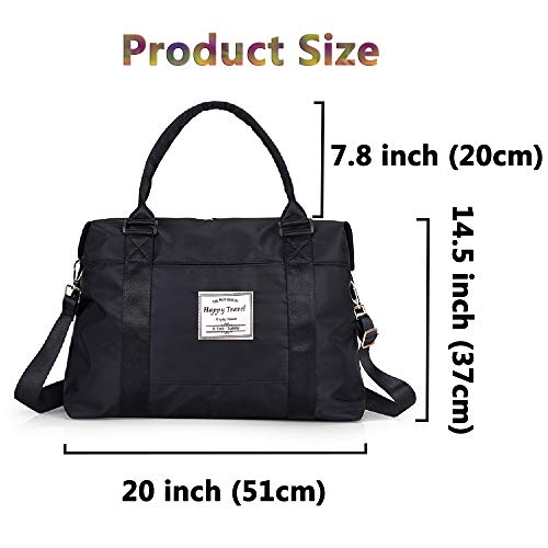 AUSTARK Sports Duffel Bag, Travel Weekender Gym Tote Bag, Large Nylon Overnight Shoulder Bag Crossbody Bag with Trolley Sleeve and Wet Pocket for Women Men (Black)