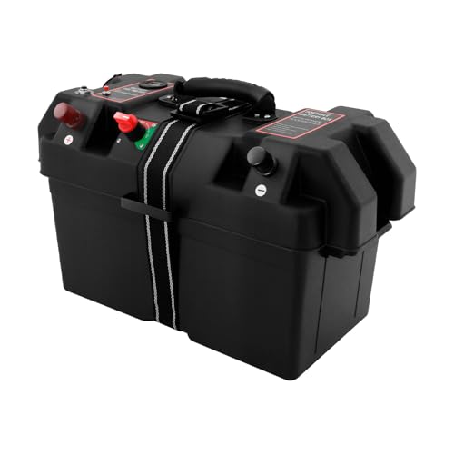 Boîtier de batterie bateau - Boîtier de batterie multifonction pour moteur de bateau avec double port USB - Boîtier de batterie surveillance de tension pour...