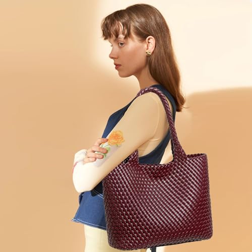 Image of JINMANXUE Fashion Woven Bag Shopper Bag Travel Handbags and Purses Women Tote Bag Large Capacity Shoulder Bags