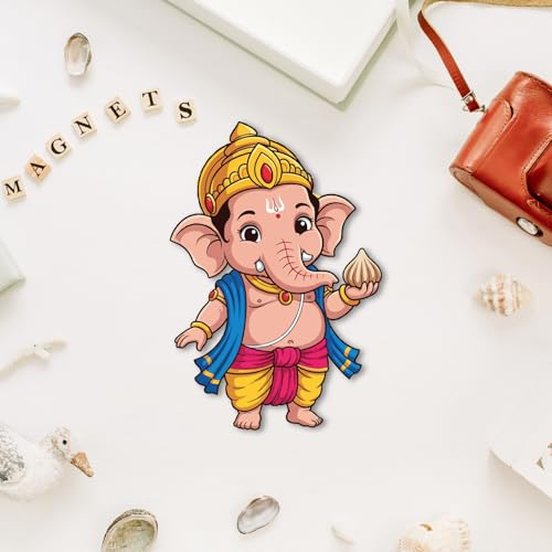 Image of Bhai Please Ganesh with Modak Fridge Magnet | Ganesha Fridge Magnet | God Magnet | Ganpati Magnetic Decor | Devotional Gift | Housewarming Pooja Gift | Hindu God Decor Gift