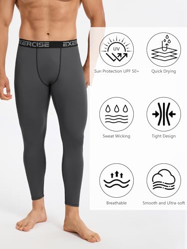 4 Pack Men's Thermal Compression Pants Fleece Lined Long Johns Winter Athletic Workout Leggings Baselayer4