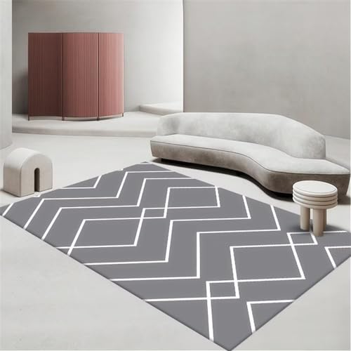 Tapis plissé à rayures grises 80x120cm avec texture graphique en relief - 2