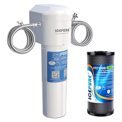 ICEPURE Under Sink Drinking Water Filter System, 3 Years Ultra High Capacity and ICEPURE 10"X4.5",1 Microns Whole House Sediment Activated Carbon Water Filter Compatible with Dupont WFHDC8001,1PACK