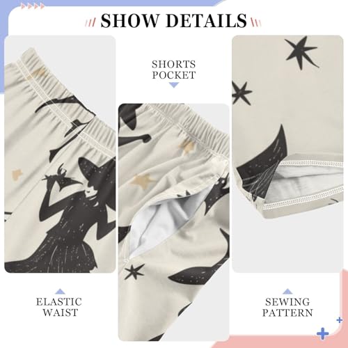 ZZXXB Witches and Bat Boys Long Pants Soft Trousers Elastic Waist Kids Lounge Bottoms with Pockets S-XL4