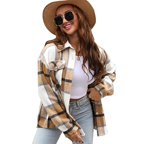 Damen Hemdjacke Flanell - Karierte Übergangsjacke Für Herbst & Frühling