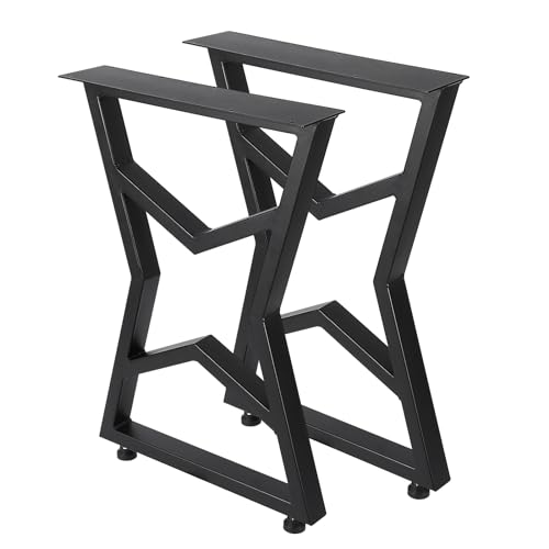Metal Table Legs 28 in x19.7 in - Heavy Duty, Black Industrial Rustic Design, for Dining, Coffee, Writing, and Garden Tables (2PCS) H Shape 28"H x 20"