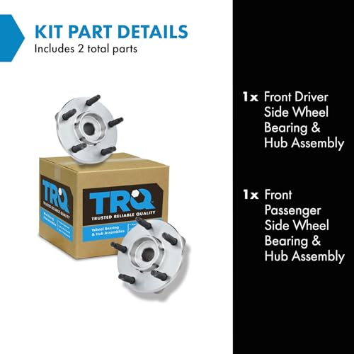 Image of TRQ Front Left and Right Wheel Bearing and Hub Assembly Set 2 Piece Compatible with 2006 Chevrolet HHR 2007 LS LT Panel 2008 Without ABS Models