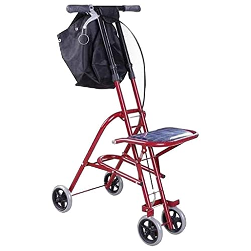 シートと車輪付き歩行器 軽量歩行補助 折りたたみ式歩行補助 モビリティトロリー ベビーカー スクーター シートとバッグ付き 4輪 高齢者用サポート