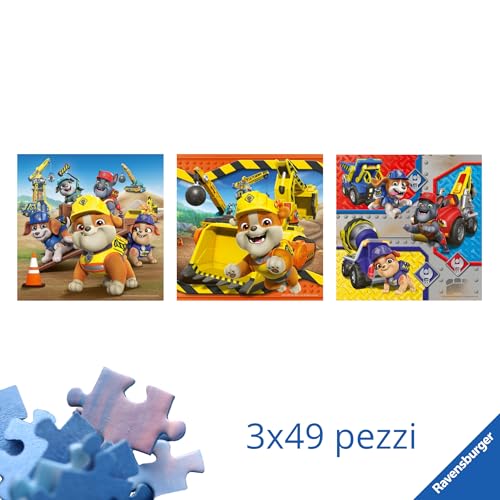 Ravensburger - Puzzles Rubble And Crew Confezioni Da 3 | Puzzle Bambini 5 Anni O Più | Regalo Bimba 5 Anni 3 X 49 Pezzi | Puzzle Bambini 21 X 21 Cm | Puzzles Perfetti Ravensburger - 3