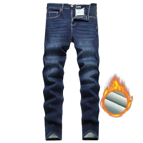 ABSECAI Mens Fleece Lined Pant Winter Warm Skinny Slim Fit Stretch Jeans