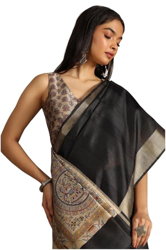 Image of Soch Womens Tussar Solid Saree