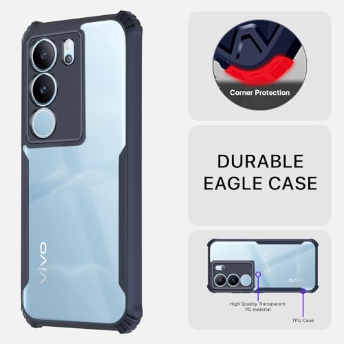 Image of Pikkme Vivo V29 / V29 Pro 5G Back Cover | Crystal Clear Transparent Back | Ultra Hyrbid | Full Camera Protection | Raised Edge | Bumper Back Case (Blue)