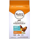 NUTRO WHOLESOME ESSENTIALS Natural Dry Cat Food, Indoor Cat Adult Chicken & Brown Rice Recipe Cat Kibble, 5 lb. Bag